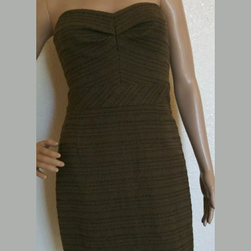 Trina Turk Cora Green Strappless Tweed Dress